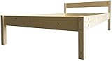 LIEGEWERK Holzbett Seniorenbett mit Kopfteil 90x200 erhöhtes Bett Holz Massivholzbett 90 100 120...