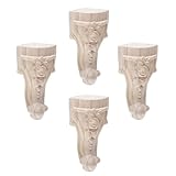 Ciieeo 4 Stück Geschnitzte Möbelfüße aus Massivem Holz 6,5 X 15cm Dekorative Möbelbeine für...