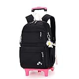 BUREEBRY Kinder rollender Rucksack für Mädchen Princess Stil Trolley Schultasche mit Rädern...