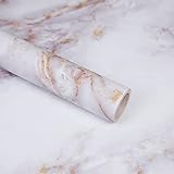 Möbelfolie Marmor Folie Selbstklebend Klebefolie Weiß 60x500cm Wasserdich Arbeitsplatte...