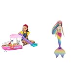 Barbie Dream Boat (111 cm), Set Boot, Rutsche und Schwimmzeug & Dreamtopia Rainbow Magic Mermaid,...