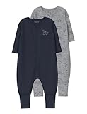 Name it baby Herren Nbmnightsuit 2P Zip Ff Grey Dino Noos, Grey Melange, 80 EU