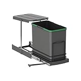 Emuca - Abfallbehälter für Küchenzeile, 24 L, Bodenbefestigung und manueller/automatischer...