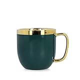 HOMLA Sinnes Tasse mit Goldener Verzierung - Becher Teetasse Kaffeebecher 0,28 l Porzellan Vergoldet...