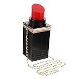 LIOOBO Abendtasche Damen Lippenstift Design Kompakte Clutch Handtasche mit Resin Kette Modisch...