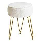 IBUYKE Teddy Samt Runde Fußstütze Hocker Ottoman, Make-up Eitelkeits Hocker Beistelltisch, Samt...