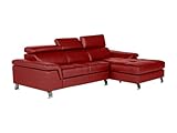 Vente-unique-Ecksofa Leder - Ecke Rechts - Rot - Mishima