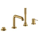 Grohe 1957800A Essence Vierloch-Badewannenarmatur mit Handbrause Gebürstet Cool Sunrise