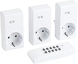 Meister Funksteckdosen-Set 4-teilig - 1100 W - 4 Kanäle & 1 Master-Kanal - Mit Fernbedienung -...