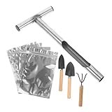 Yardenfun Edelstahl Bodenprobennehmer Sonde mit Ergonomischem T Griff Langlebiges Kernprobenwerkzeug...