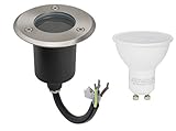 LED Bodeneinbaustrahler IP67 Edelstahl 2000KG Belastbar GU10 5Watt Warmweiß 230Volt Rostfrei...