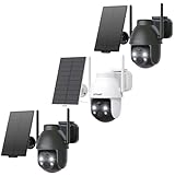 ieGeek 2K 3MP HD Überwachungskamera Aussen Solar, 360° PTZ Überwachungskamera Aussen Akku, 2.4GHz...
