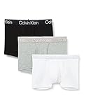 Calvin Klein Herren 3er Pack Boxershorts Trunks Baumwolle mit Stretch, Mehrfarbig (White/Black/Grey...