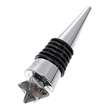 RUNROTOO Steindekor Weinflaschenverschluss aus Edelstahl mit Silikonstopfen Dekorativer...