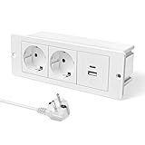 JACEPFY Tischsteckdose Versenkbare Steckdose PD20W Schnellladen 2-Fach Einbausteckdose mit USB...