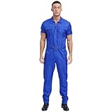 ranrann Arbeitsoverall Herren Kurzarm Einteiler Arbeitsanzug Arbeitskleidung Jumpsuit mit Gürtel...