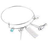 HORIALENCE Kreativer Damen Armreif aus Legierung mit Haartrockner Schere Kamm Anhängern Friseur...