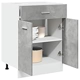 Myheimly Schubunterschrank Betongrau 60x46x81,5 cm Holzwerkstoff Küchenschrank Küchenzeile...