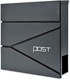 Verda Briefkasten mit Zeitungsfach, 2X Schlüssel, Anthrazit, Postkasten Designer Wandbriefkasten...