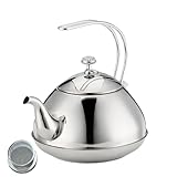 uikios 1,5 l Wasserkocher aus rostfreiem Stahl mit flachem Boden für schnelles Kochen und...