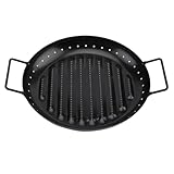 NULYLU Robuste Kohlenstoffstahl Grillpfanne Rund mit Antihaftbeschichtung Leichtes Outdoor...