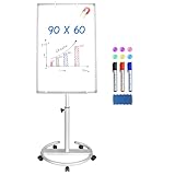 maxtek Flipchart Ständer, 90x60cm Flipcharts Whiteboard, Haken Verschieben Flipchart Papier,...