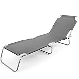 BigDean Sonnenliege klappbar 150 kg belastbar mit 4-Fach Verstellbarer Rückenlehne – hochwertige...