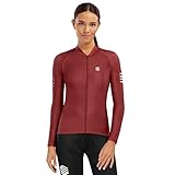 SIROKO - Radtrikot Langarm für Damen M2 Cherry - S - Bordeauxrot/Weiß