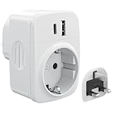 STAPERFO USB-Reisestecker Adapter Adattatore, UK Adapter, Adapter England Deutschland Stecker,...