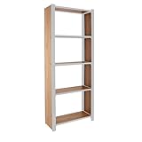 Simon Rack Officlick Bücherregal, 2100 x 800 x 300 mm, 5 Etagen, Eiche, Industriestil, Metall,...