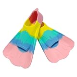 Silikon Schwimmflossen, Kurzflossen, Taucherflossen, Regenbogen Flossen für Kinder und Erwachsene,...