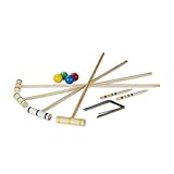 Relaxdays Krocket Spiel, 4 Spieler Kinder Erwachsene Komplettset mit Tasche Croquet Set Holz S,...