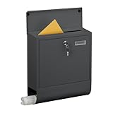Relaxdays Briefkasten mit Namensschild, 4 Schlüssel, Zeitungsfach, Postkasten, HBT 41,5 x 37,5 x...