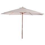 Mendler Sonnenschirm Florida, Gartenschirm Marktschirm, Ø 3,5m Polyester/Holz 7kg - creme