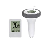 Schwimmendes Poolthermometer, Funk Poolthermometer, Schwimmend Thermometer mit Indoor-Temperatur...
