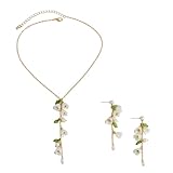 Lodoot Schmuck-Set mit Blumen-Halskette und Ohrringen, modisches Accessoire, stilvolle Anhänger,...