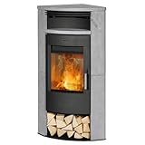 Fireplace Kft. Malta Fireplace Kaminofen mit Specksteinverkleidung 6 kW, Silber, Holz, Heizgerät,...