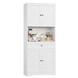 FOREHILL Küchenschrank Hochschrank, Küchenbuffet Buffetschrank mit Arbeitsplatte, 4 Türen,...