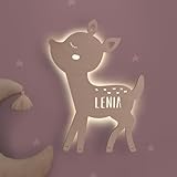 hellomini Personalisierbares LED-Nachtlicht mit Name für Kinder & Babys | Holz-Wandlampe |...