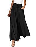 CMTOP Sommerhose Damen Leicht Lässige Palazzo Hose Elastisch Hohe Taille Freizeithose mit Taschen...