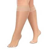 MANZI 10 Paare Kniestrümpfe Damen Große Größen Transparent Nylonstrümpfe Feinkniestrümpfe 15...