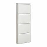 VEEHAUS Schuhregal Schmal Metall Schuhschrank Hoch Schuhkipper mit Magnetische Abdeckung Metall...
