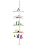 Deuba® Teleskop Duschablage ohne Bohren 4 Ablagen 155-290 cm höhenverstellbar Edelstahl weiß...