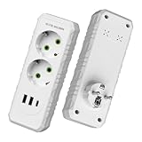 Doppelstecker für Steckdose, Mehrfachsteckdose mit 1 Typ-C(PD 20W, Schneller Aufladen) und 2 USB,...