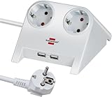 Brennenstuhl Desktop-Power Steckdosenleiste 2-Fach für den Tisch (Tischsteckdose mit 1,8m Kabel,...