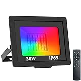 nipify RGB LED Strahler mit Fernbedienung, [30W 3000LM] LED Fluter Außen,IP65 Wasserdichte...