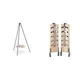 Relaxdays Schwenkgrill, 52 cm Grillrost, Stahl, Kettenzug & Flammlachsbretter 2er Set, Räucherbrett...