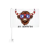 Highland Cow Sonnenbrille All American Car Flag Outdoor Fenster Clip 30 x 45 cm Doppelseitige...