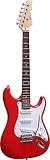 ELEKTROGITARRE ROT - E-GITARRE MIT MASSIVHOLZKÖRPER - GLANZLACK - VISION SOUND - WEIßER PICKUP +...