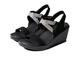 Skechers Damen Rumble ON Chart Topper Slingback Sandalen, Black Mitobuck/Metal/Clear Rhinestone, 38...